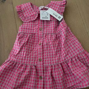 Zara gingham neon pink dress toddler girl